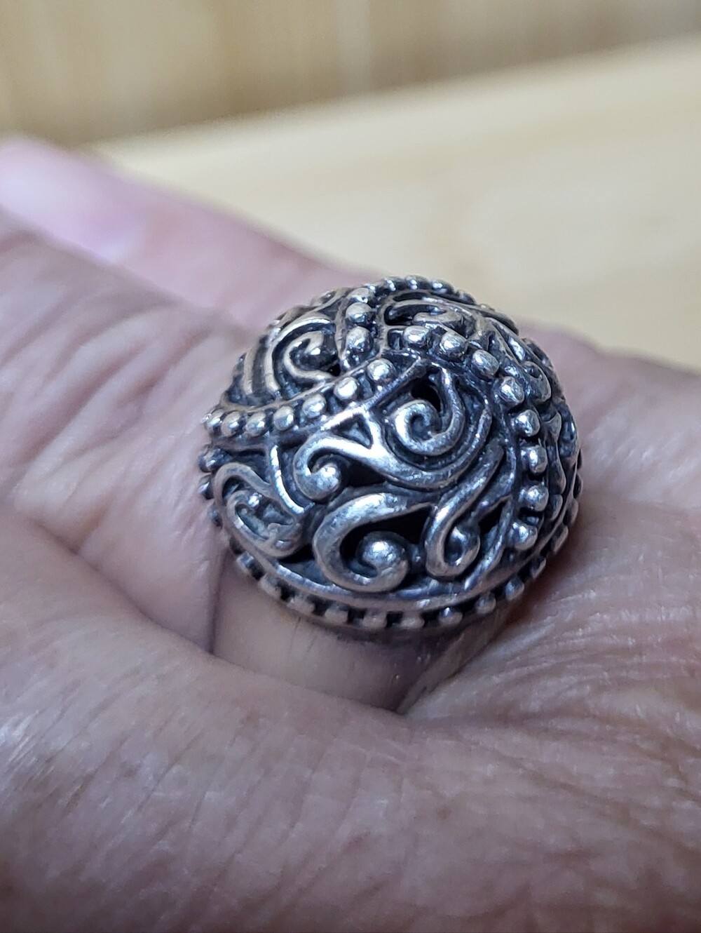 Vintage Estate- Intricate Filigree Dome Ring - 925 Sterling Silver Sz8